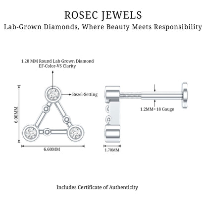 Diamond Open Triangle Earring for Conch Piercing