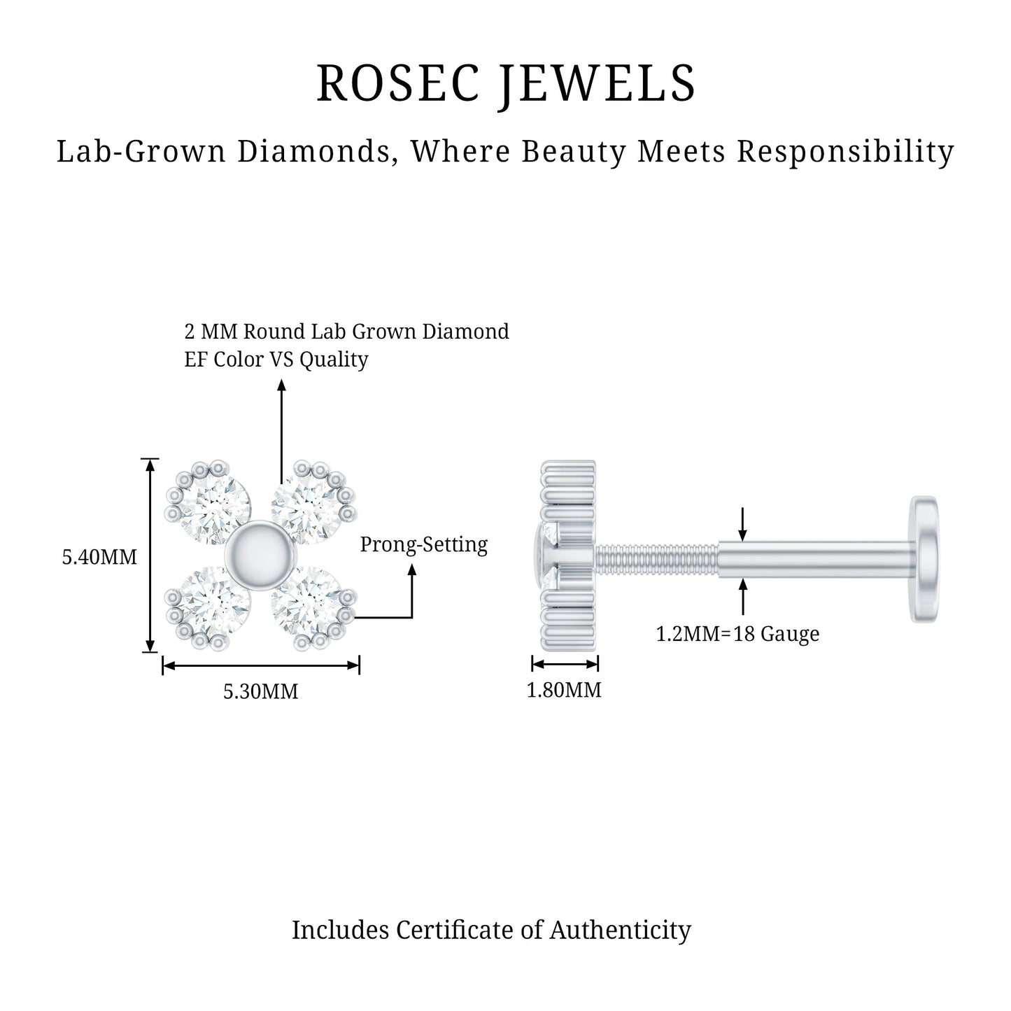 Round Diamond Minimal Helix Earring
