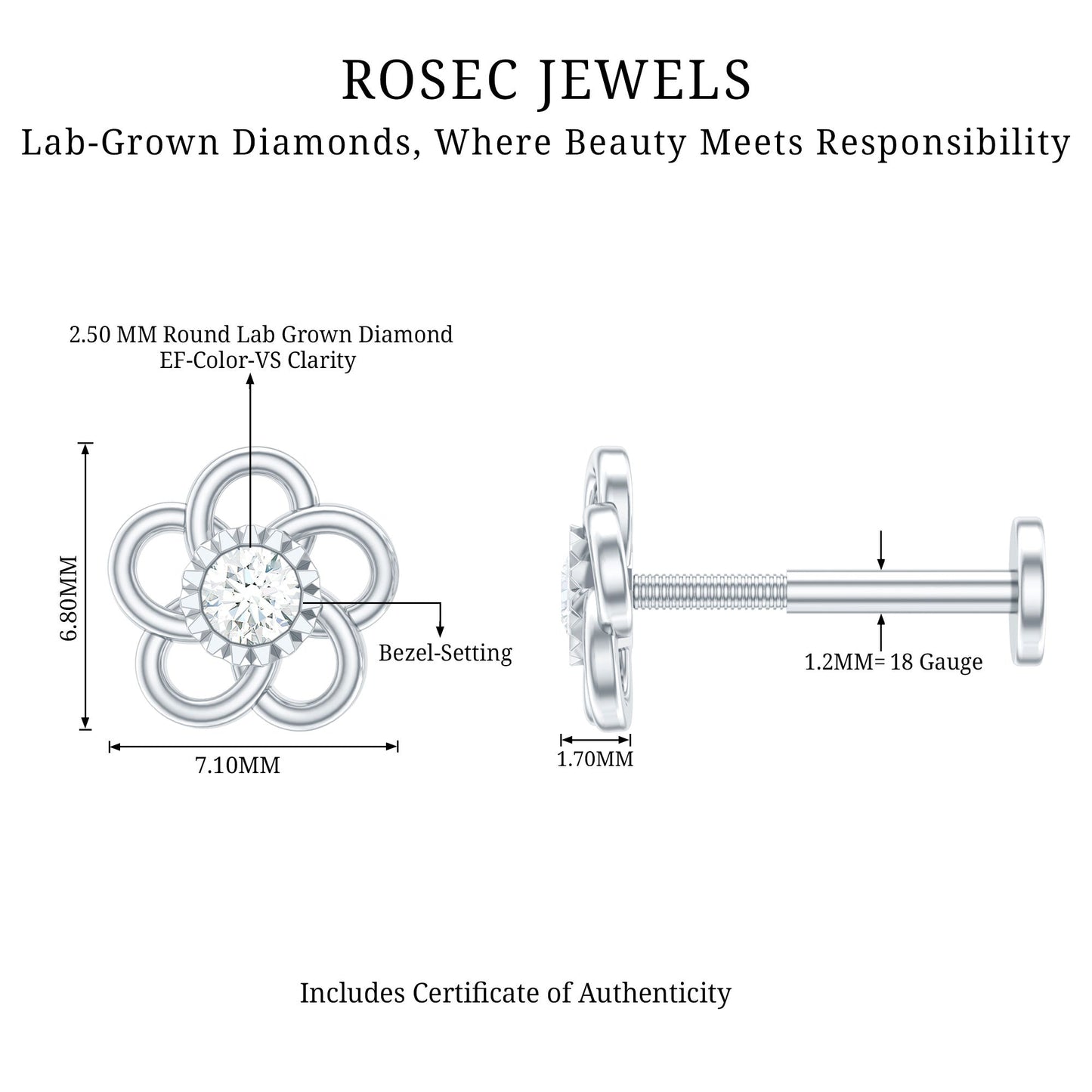 Diamond Flower Earring for Cartilage Piercing
