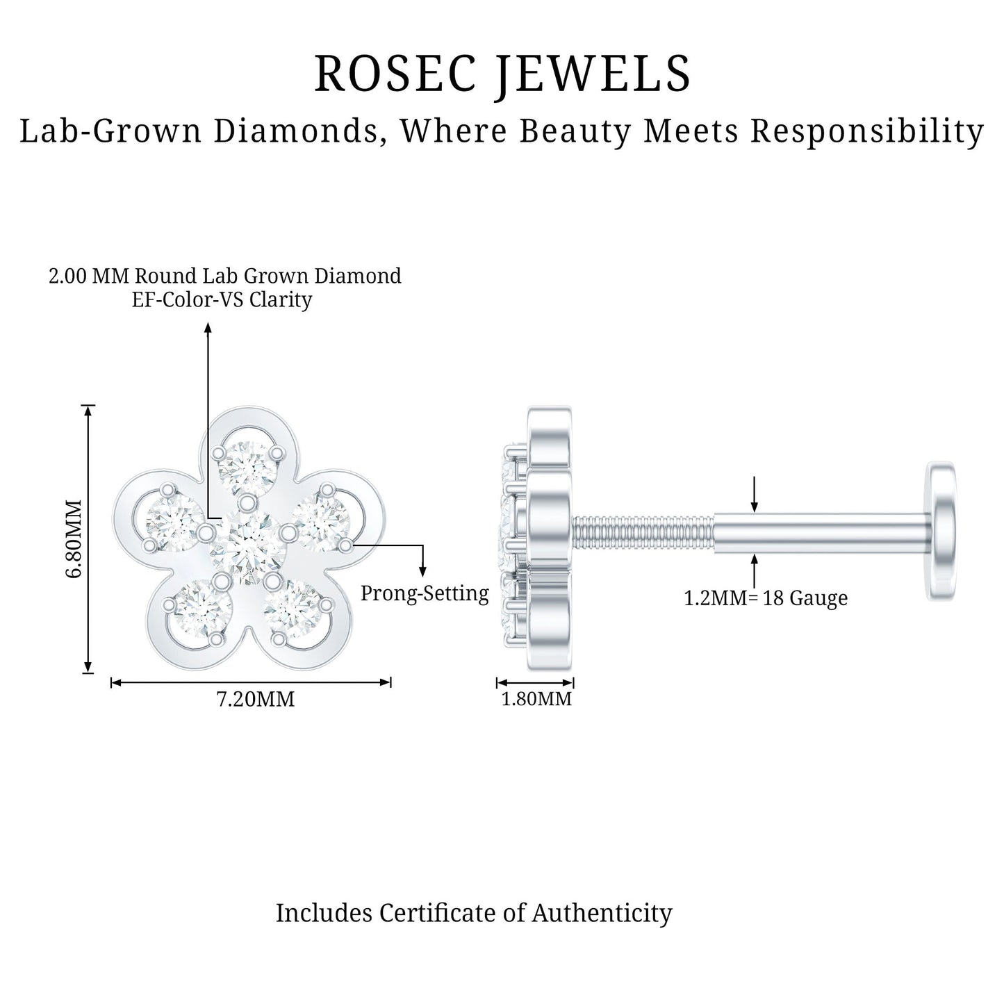 Diamond Floral Helix Earring for Women