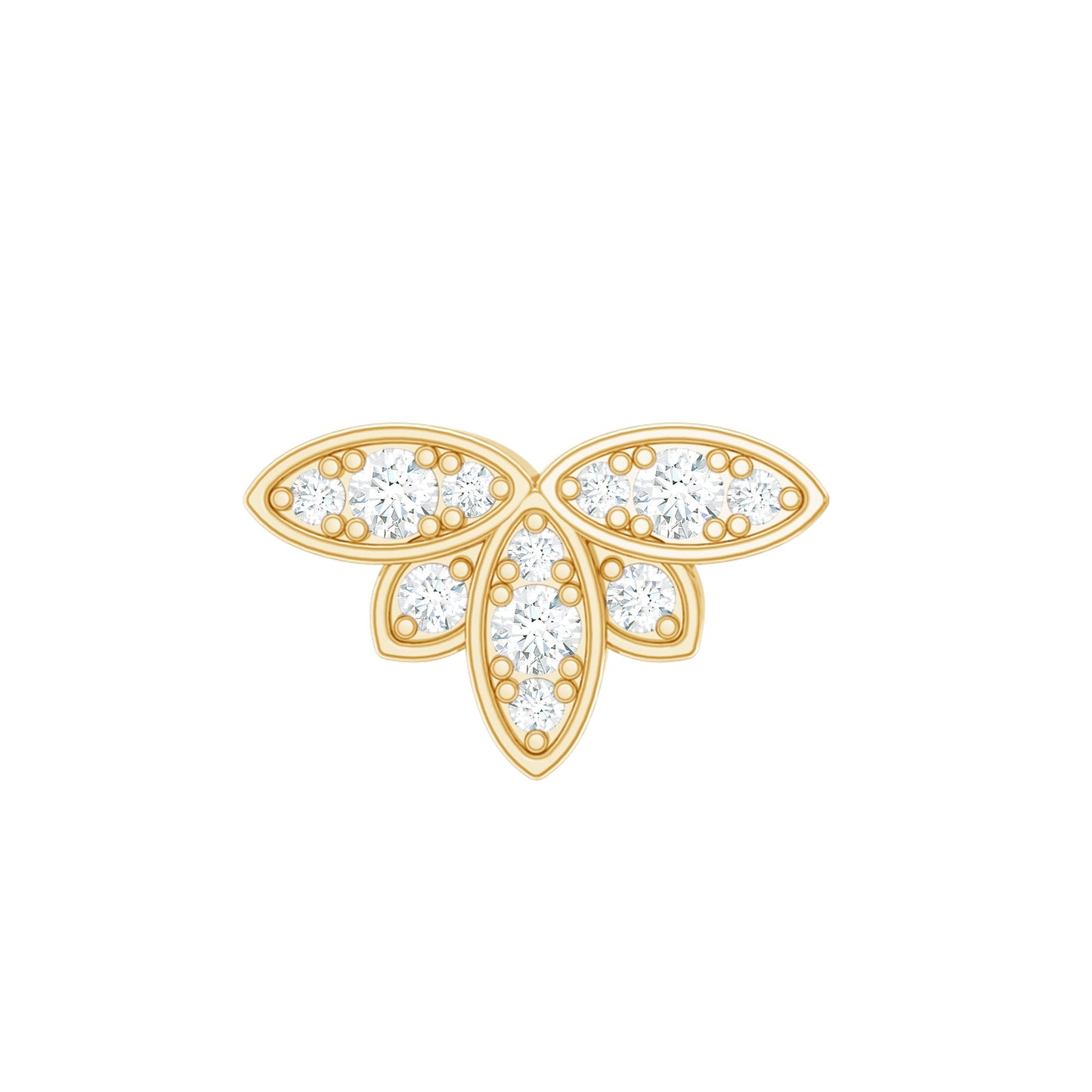 Diamond Flower Earring for Second Lobe Piercing