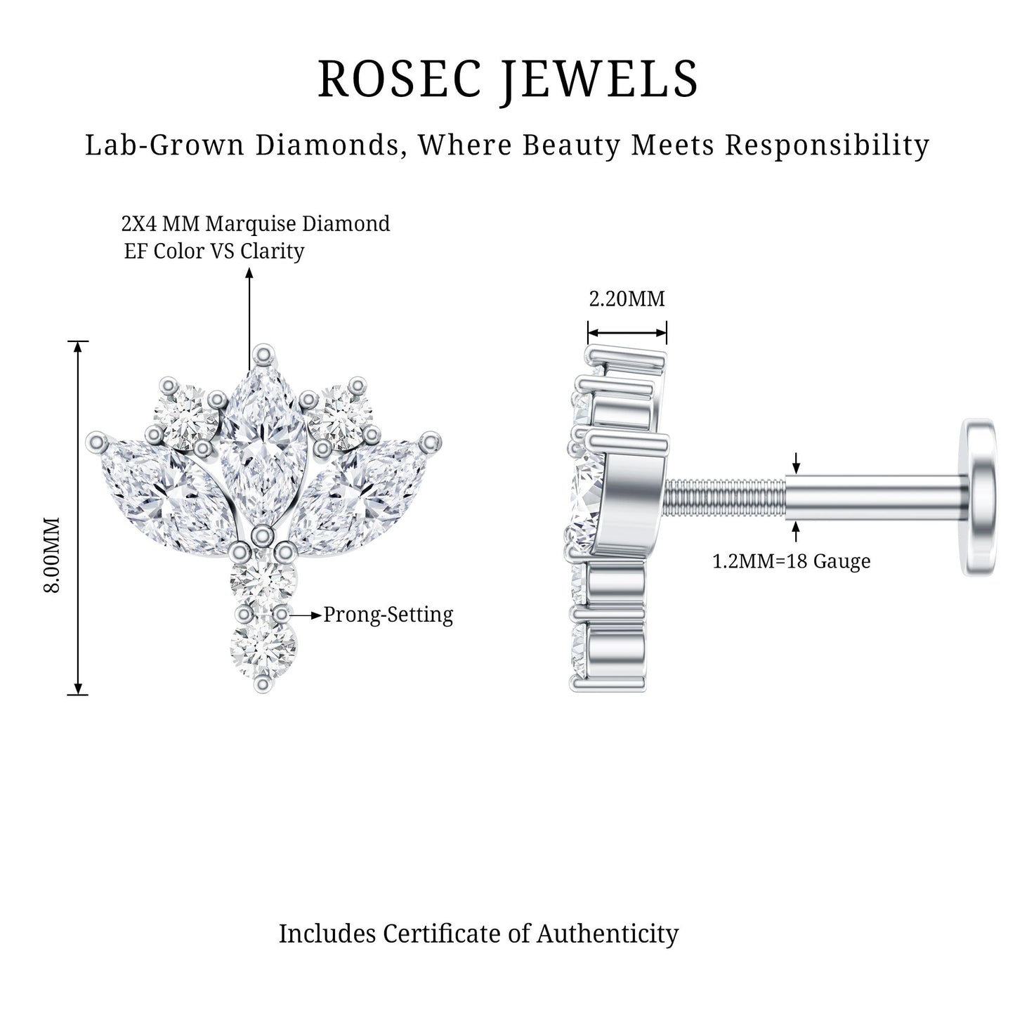 Diamond Lotus Cartilage Earring