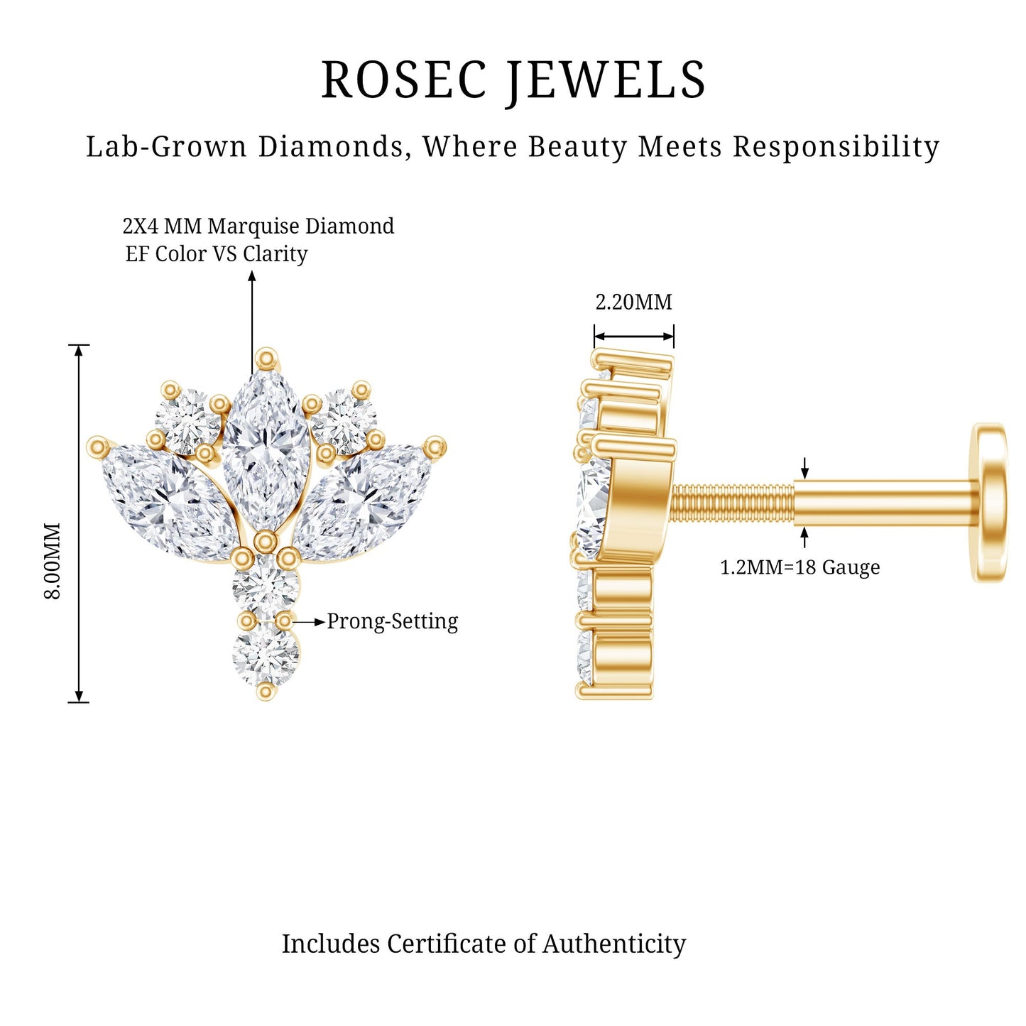 Diamond Lotus Cartilage Earring