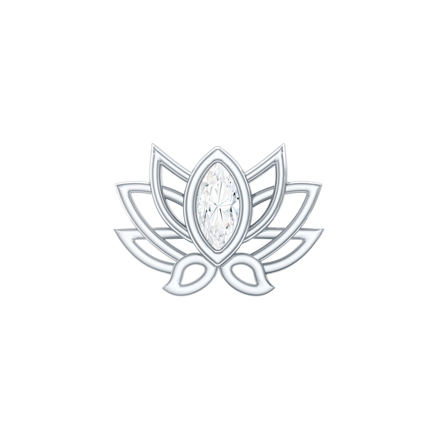 Marquise Diamond Lotus Cartilage Earring for Her