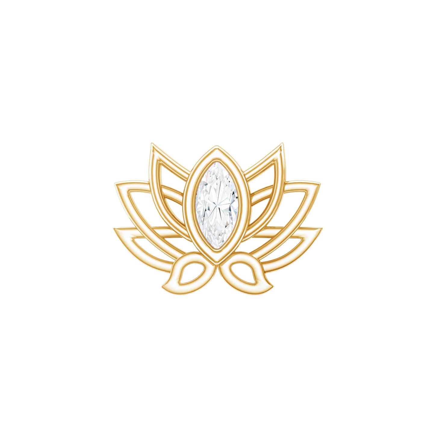 Marquise Diamond Lotus Cartilage Earring for Her