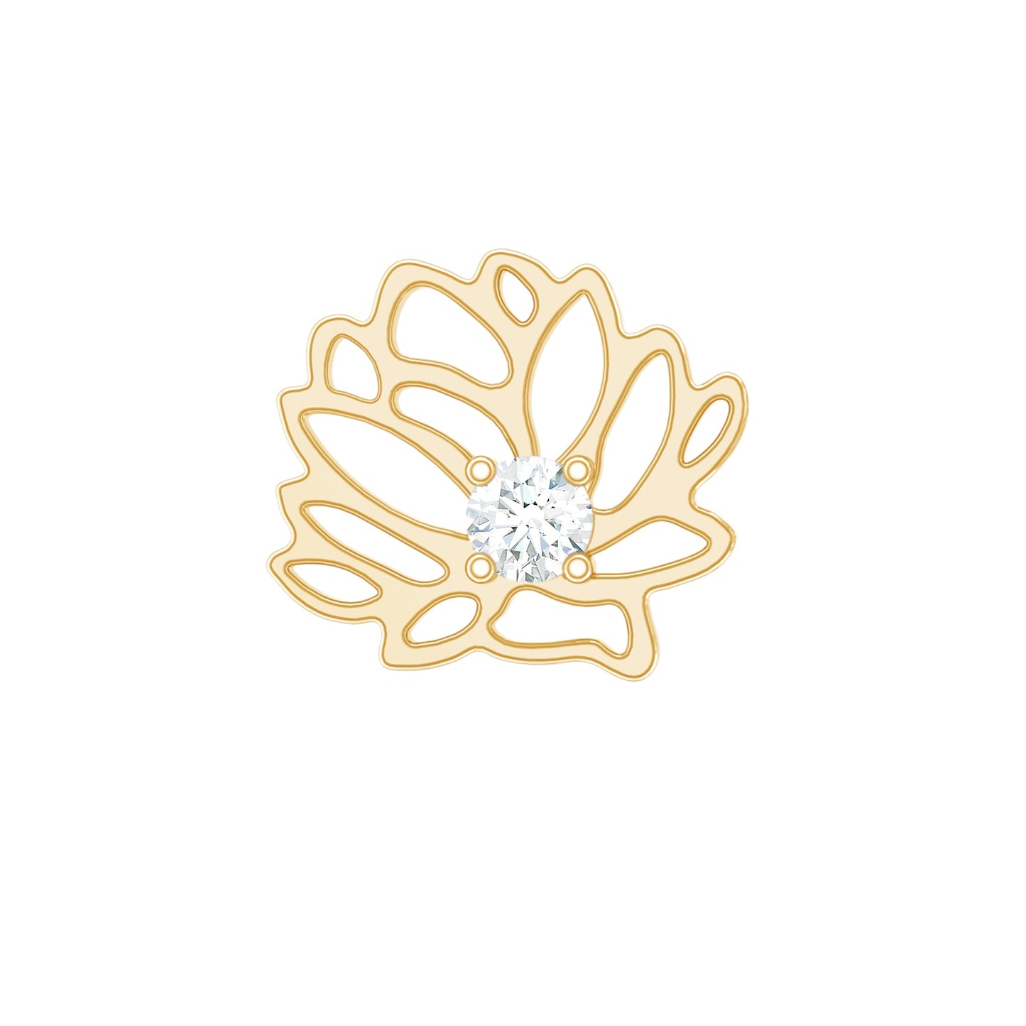 Diamond Lotus Flower Earring for Conch Piercing