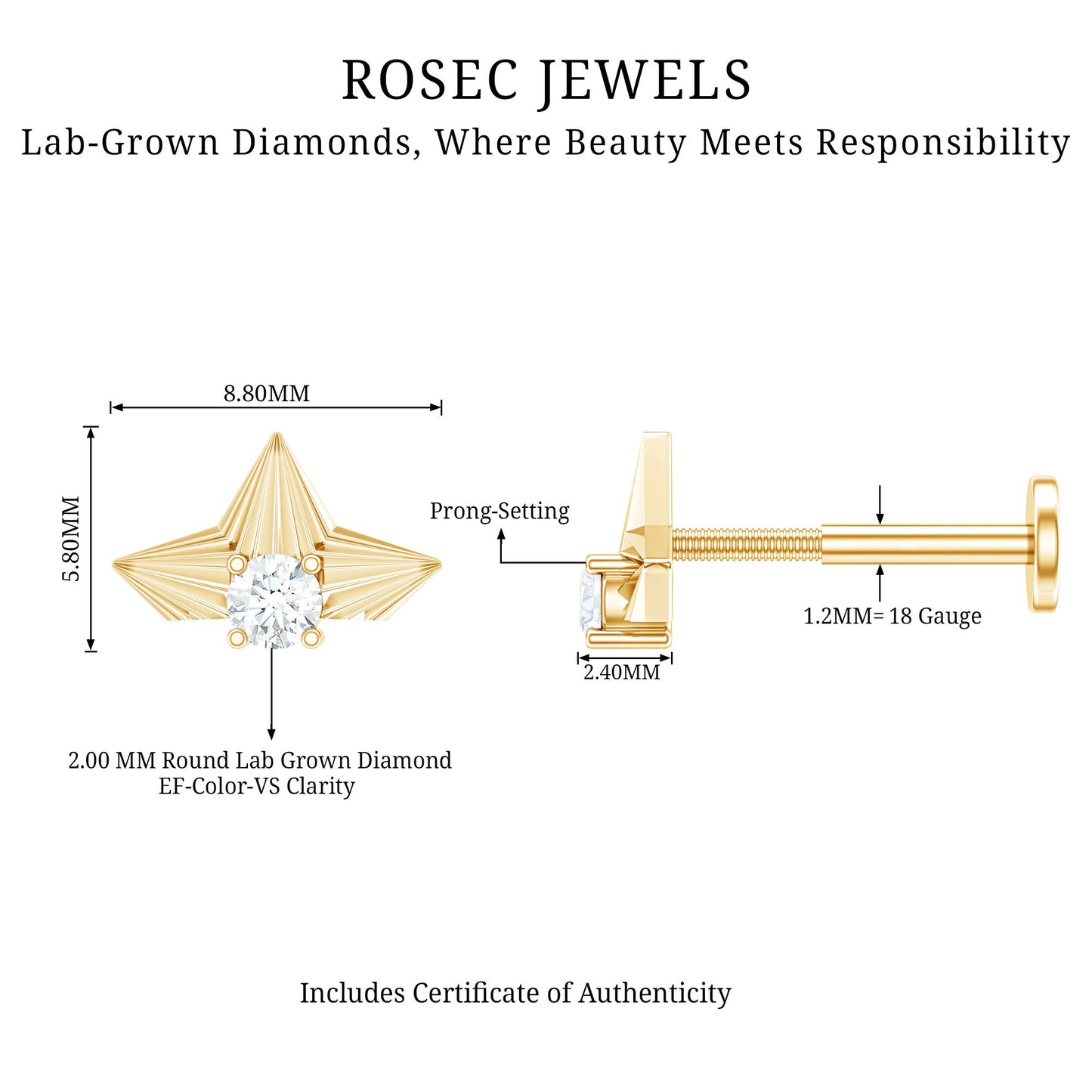 Minimalist Diamond Floral Earring for Cartilage Piercing