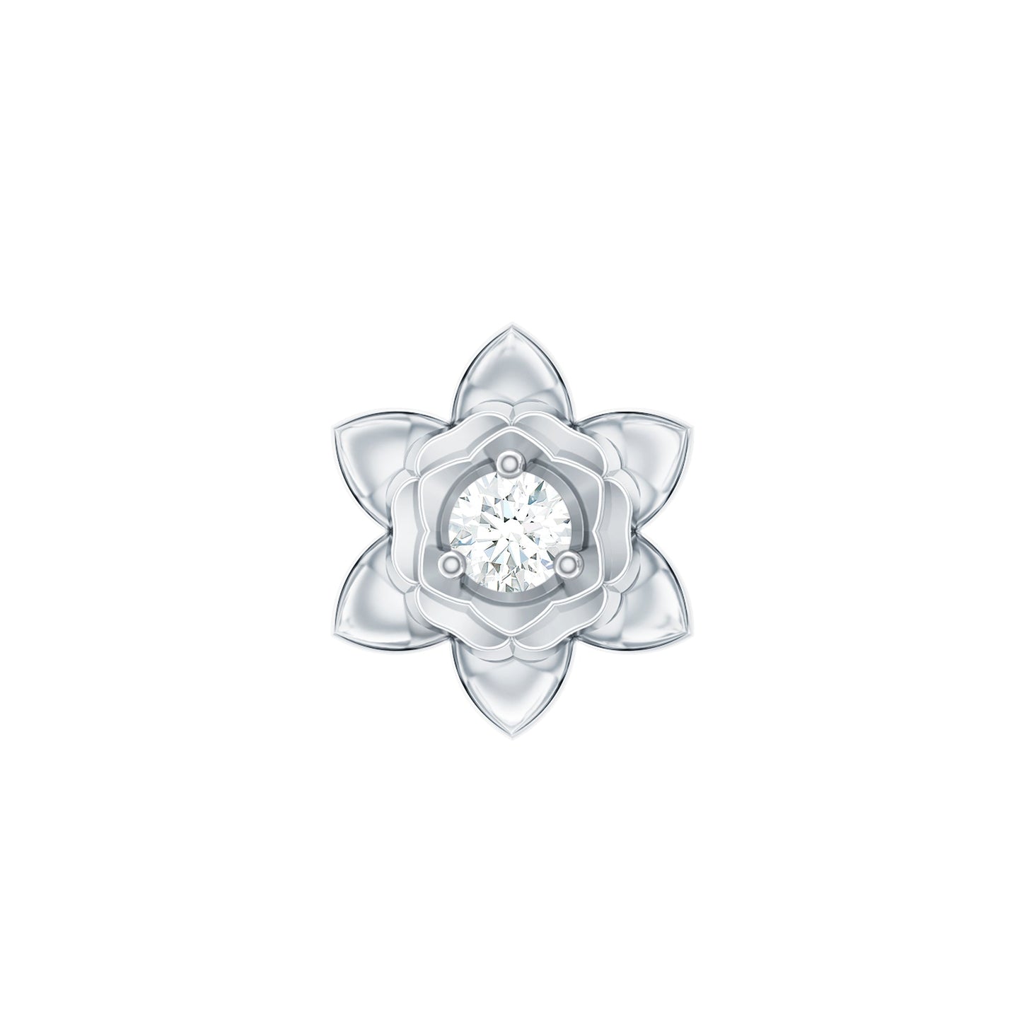 Diamond Lotus Flower Earring for Helix Piercing
