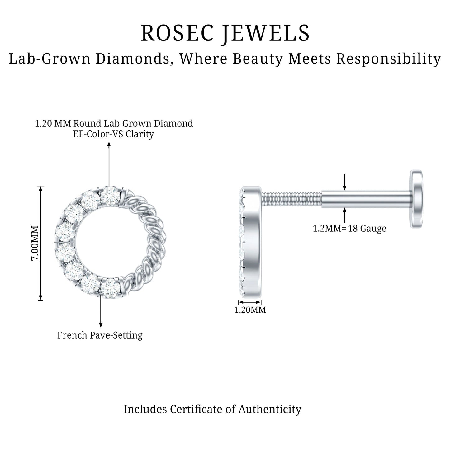 Diamond Circle Earring for Conch Piercing