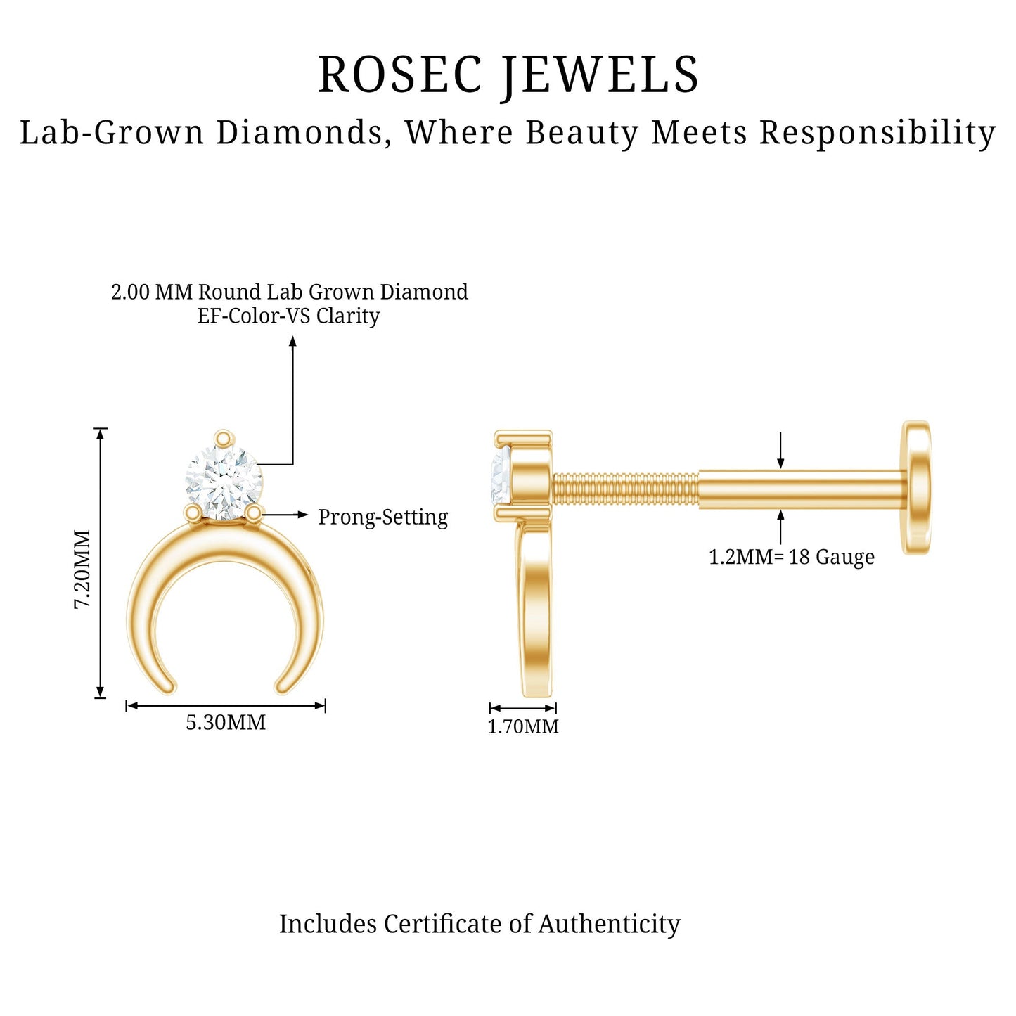 Diamond Minimalist Earring for Helix Piercing