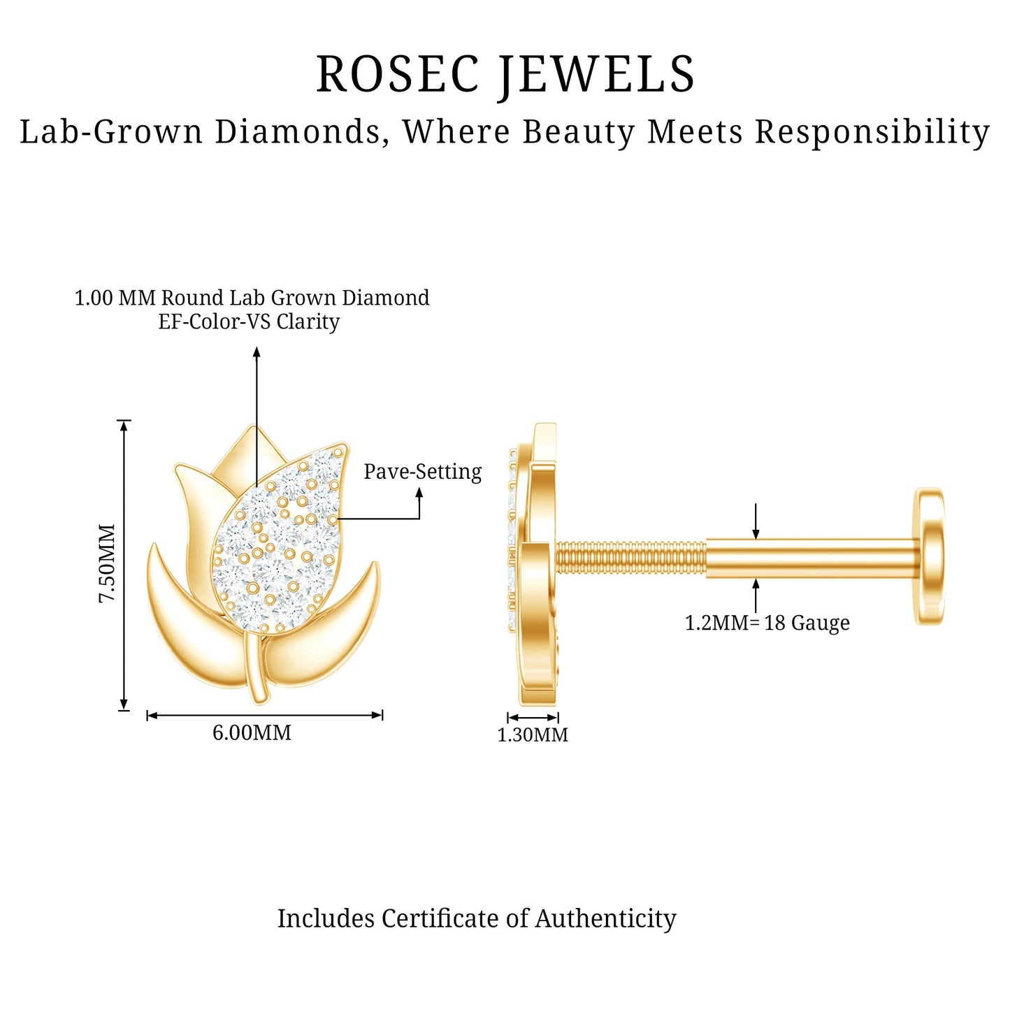 Diamond Flower Earring for Tragus Piercing