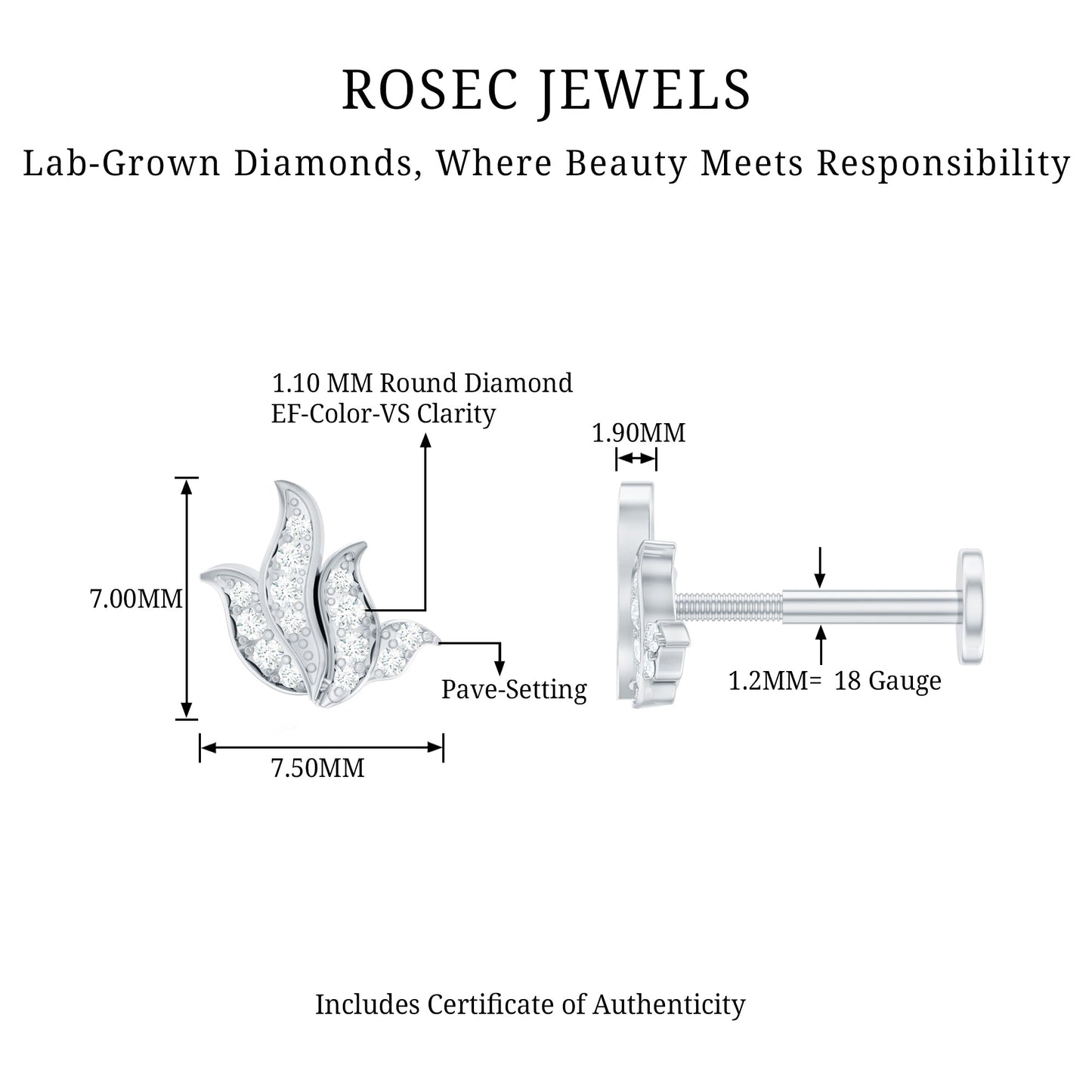 Diamond Leaf Helix Earring for Women
