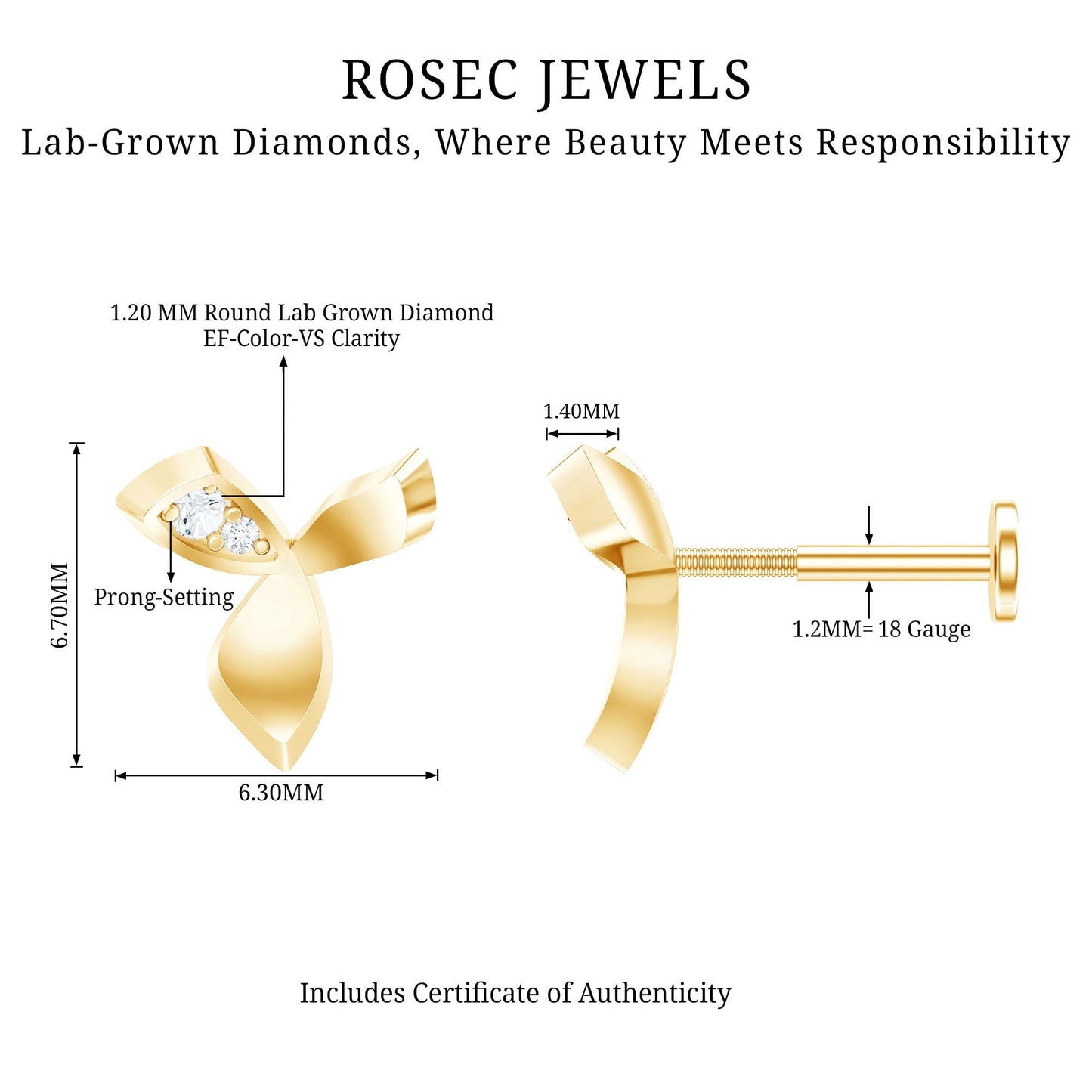 Unique Diamond Floral Earring for Tragus Piercing