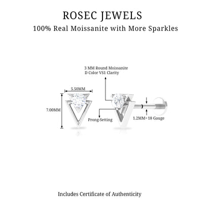 Certified Moissanite Triangle Tragus Earring