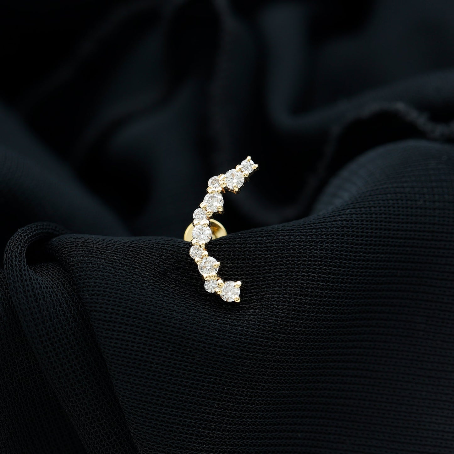 Certified Diamond Curved Crawler Earring for Women