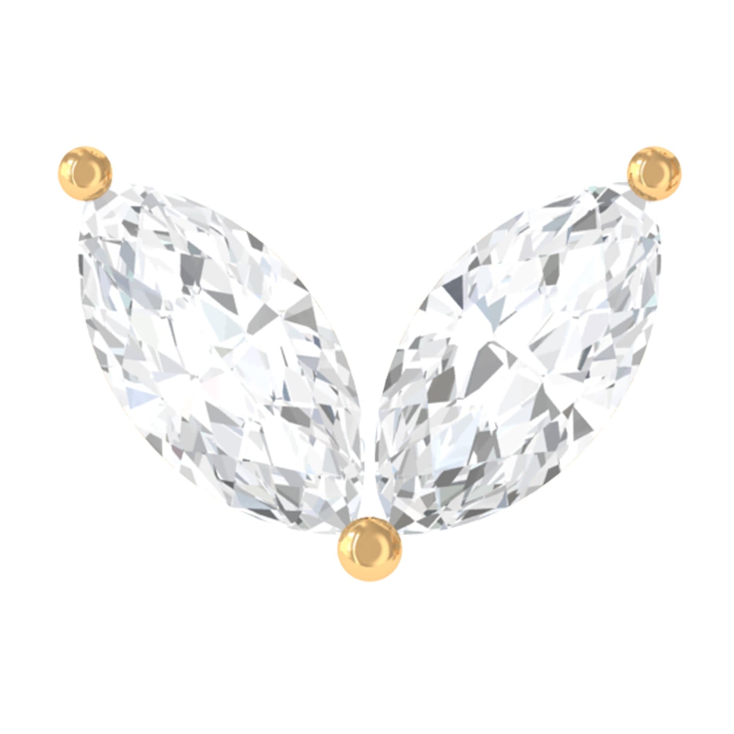 Marquise Diamond Two Stone Earring for Tragus Piercing