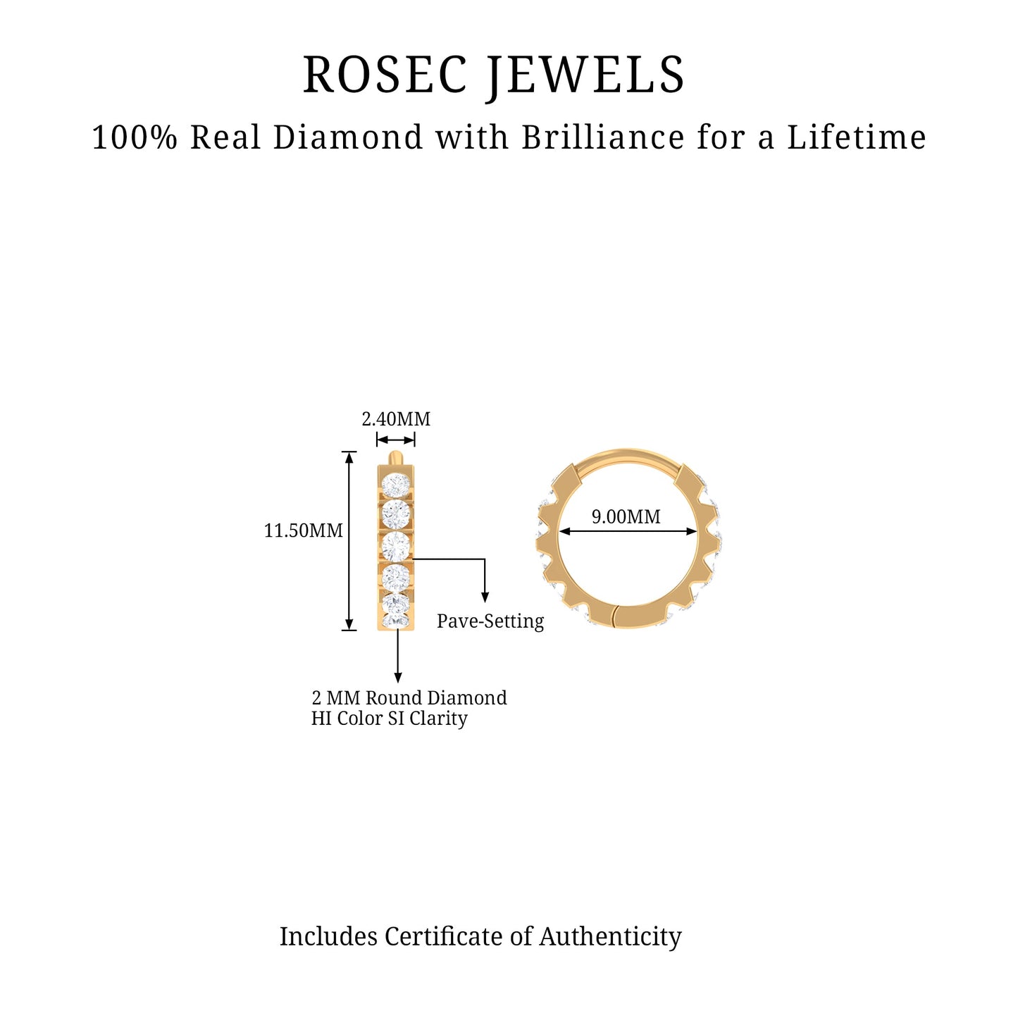 Certified Diamond Helix Huggie Hoop Earring