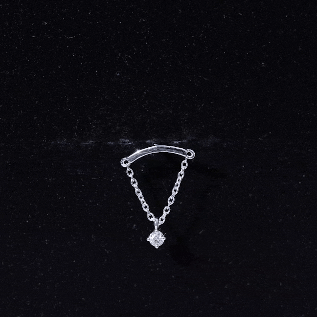 Single Diamond Hidden Helix Earring with Chain
