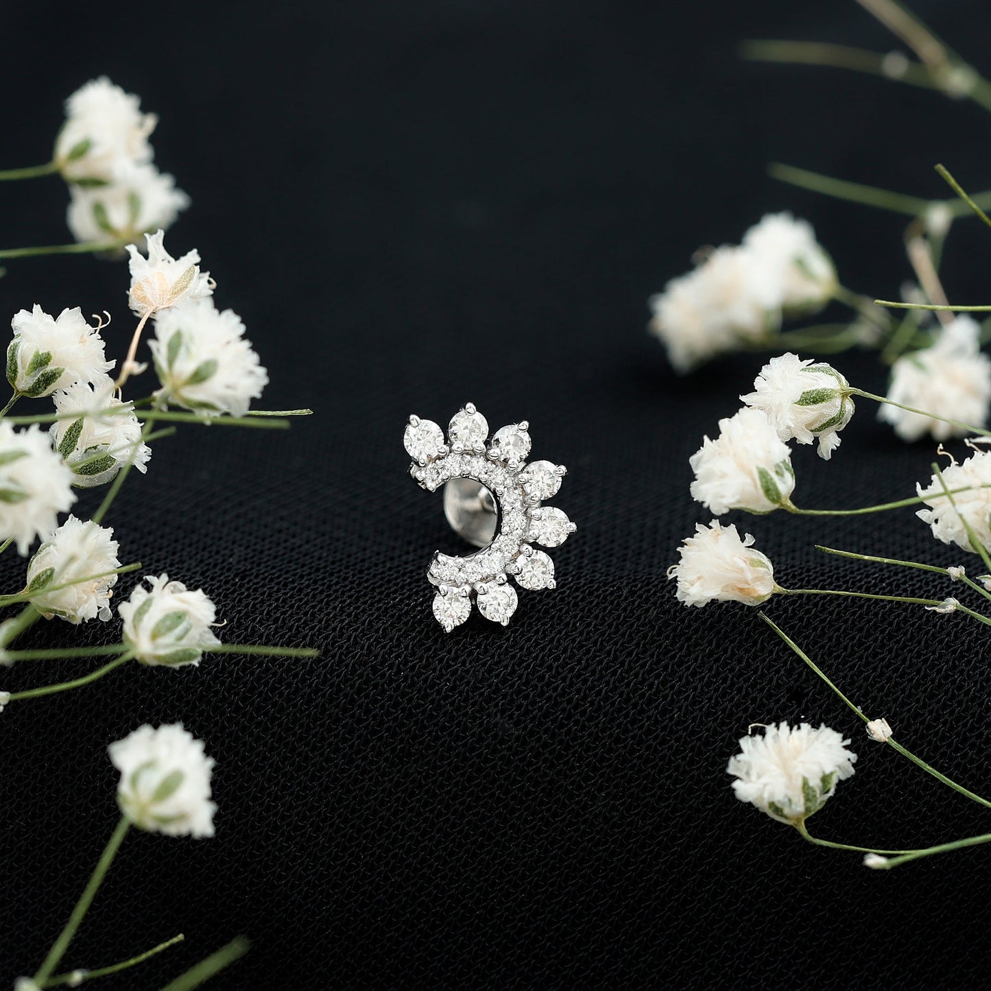 Real Diamond Horseshoe Earring for Helix Piercing