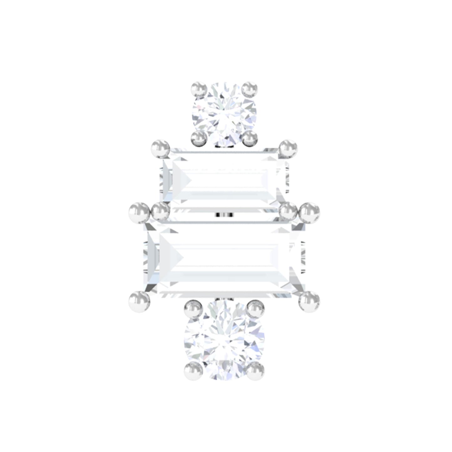 Double Baguette Diamond Cartilage Piercing Earring