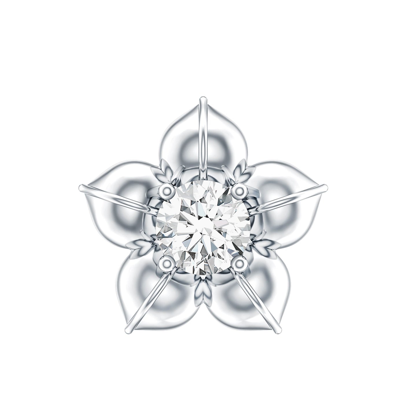 Minimal Diamond Flower Earring for Helix Piercing