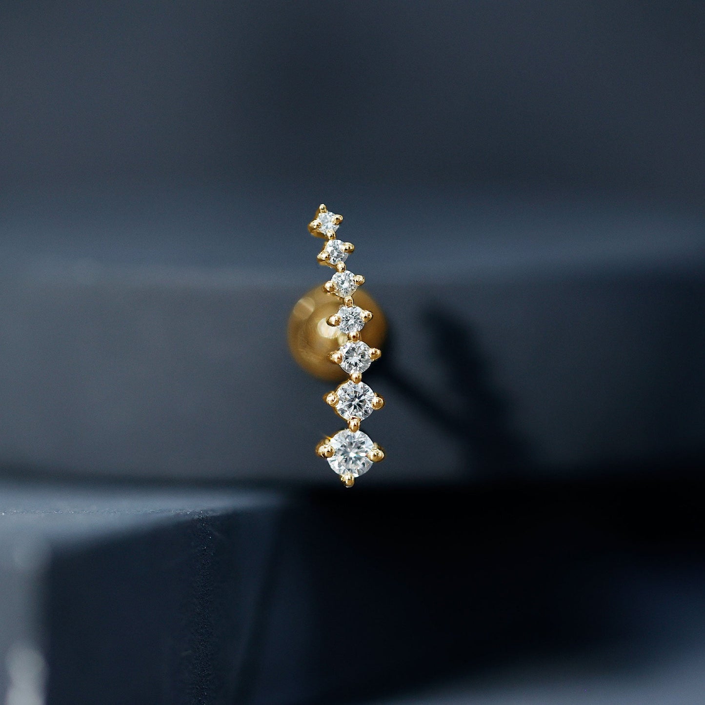 Graduated Style Diamond Ear Climber Earring