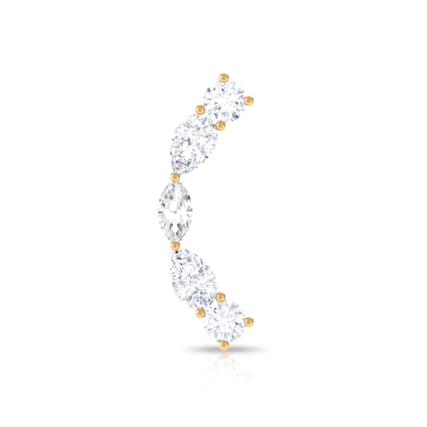 Pear Diamond Ear Crawler Earring for Helix Piercing