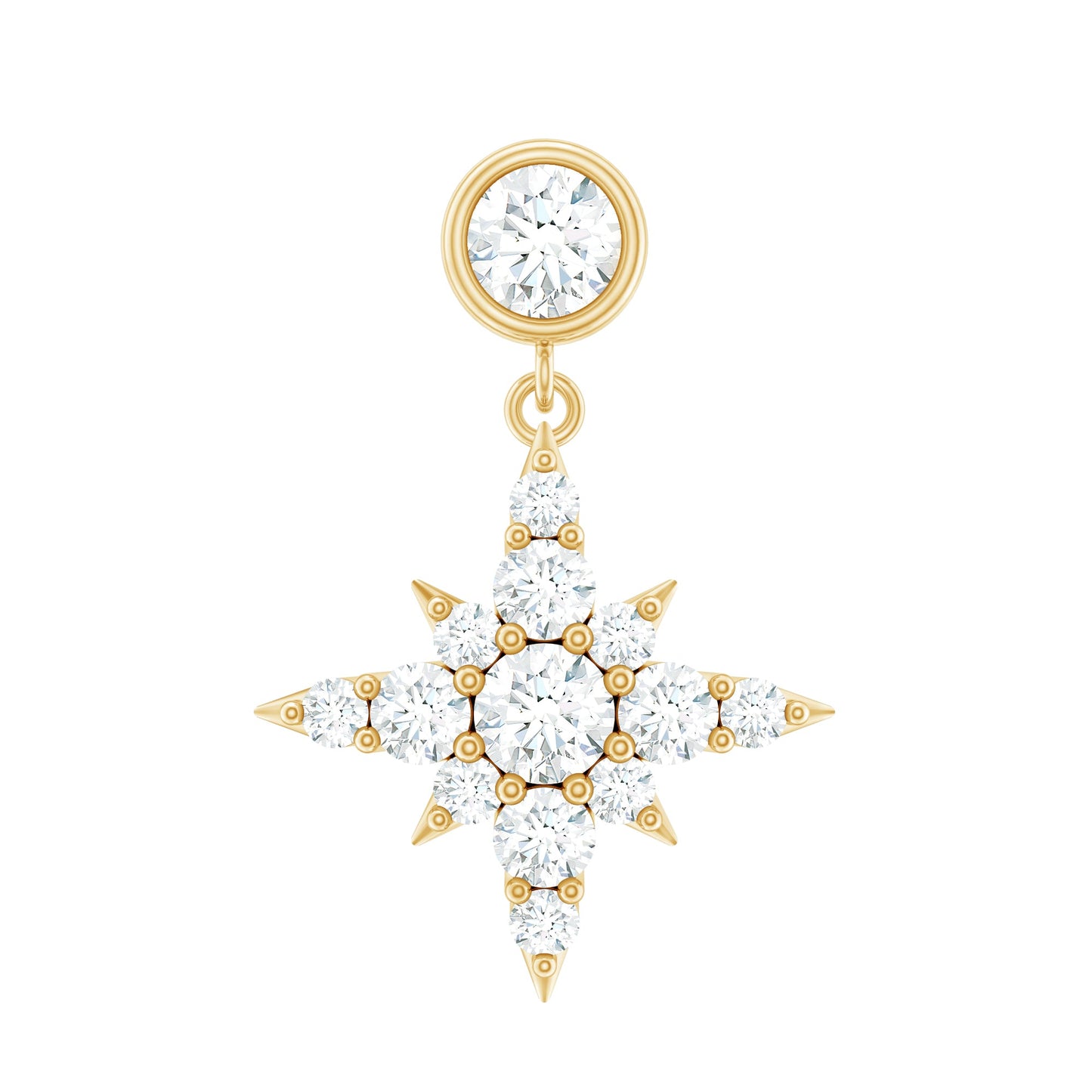 Moissanite Starburst Drop Earring for Cartilage Piercing