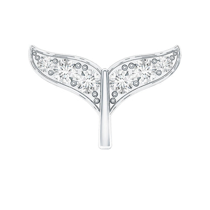 Moissanite Whale Tail Earring for Cartilage Piercing