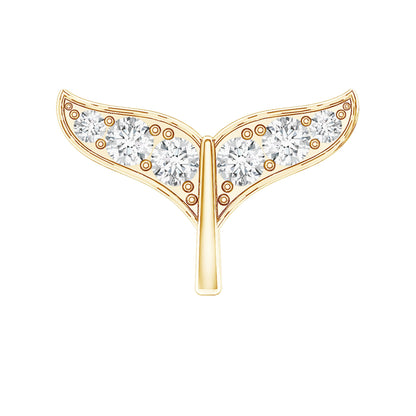 Moissanite Whale Tail Earring for Cartilage Piercing