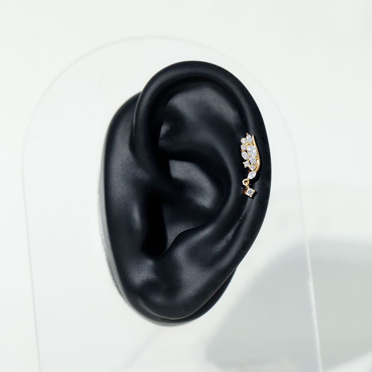 Unique Moissanite Wing Earring for Cartilage Piercing