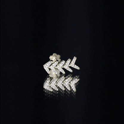 Certified Moissanite Leaf Crawler Earring for Helix Piercing