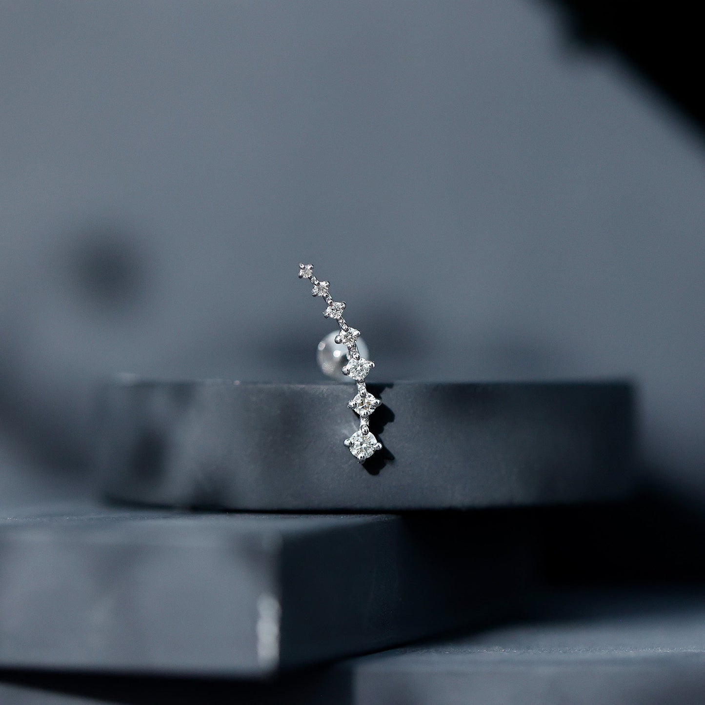 Graduated Style Moissanite Ear Crawler Earring for Helix Piercing