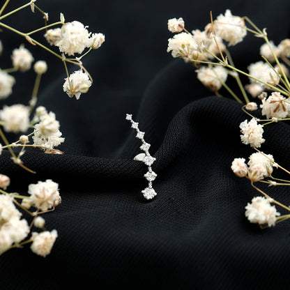 Graduated Style Moissanite Ear Crawler Earring for Helix Piercing