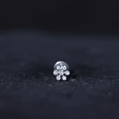 Moissanite Flower Cartilage Earring in Beaded Bezel Setting