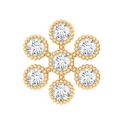 Moissanite Flower Cartilage Earring in Beaded Bezel Setting
