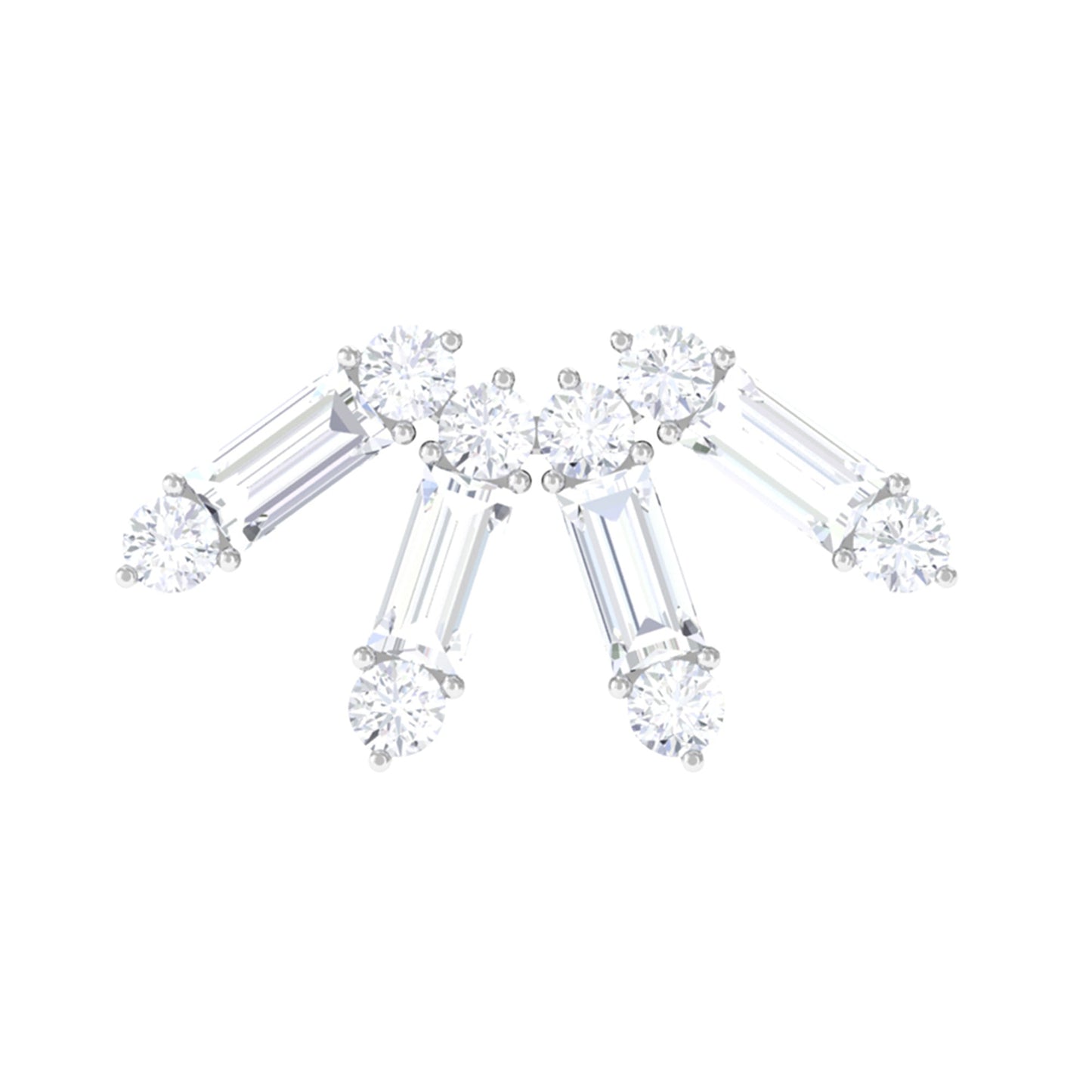Baguette Diamond Fan Cartilage Earring