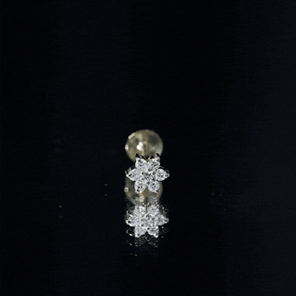 Tiny Moissanite Flower Cluster Earring for Conch Piercing