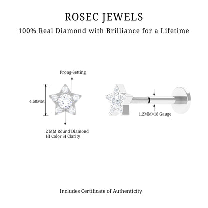 Round Diamond Star Forward Helix Earring