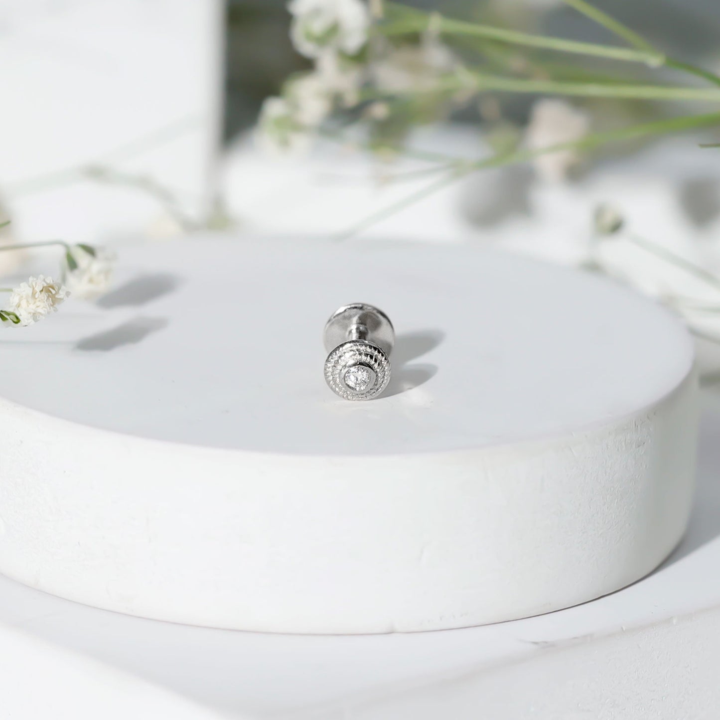 Minimal Diamond Conch Earring in Bezel Setting