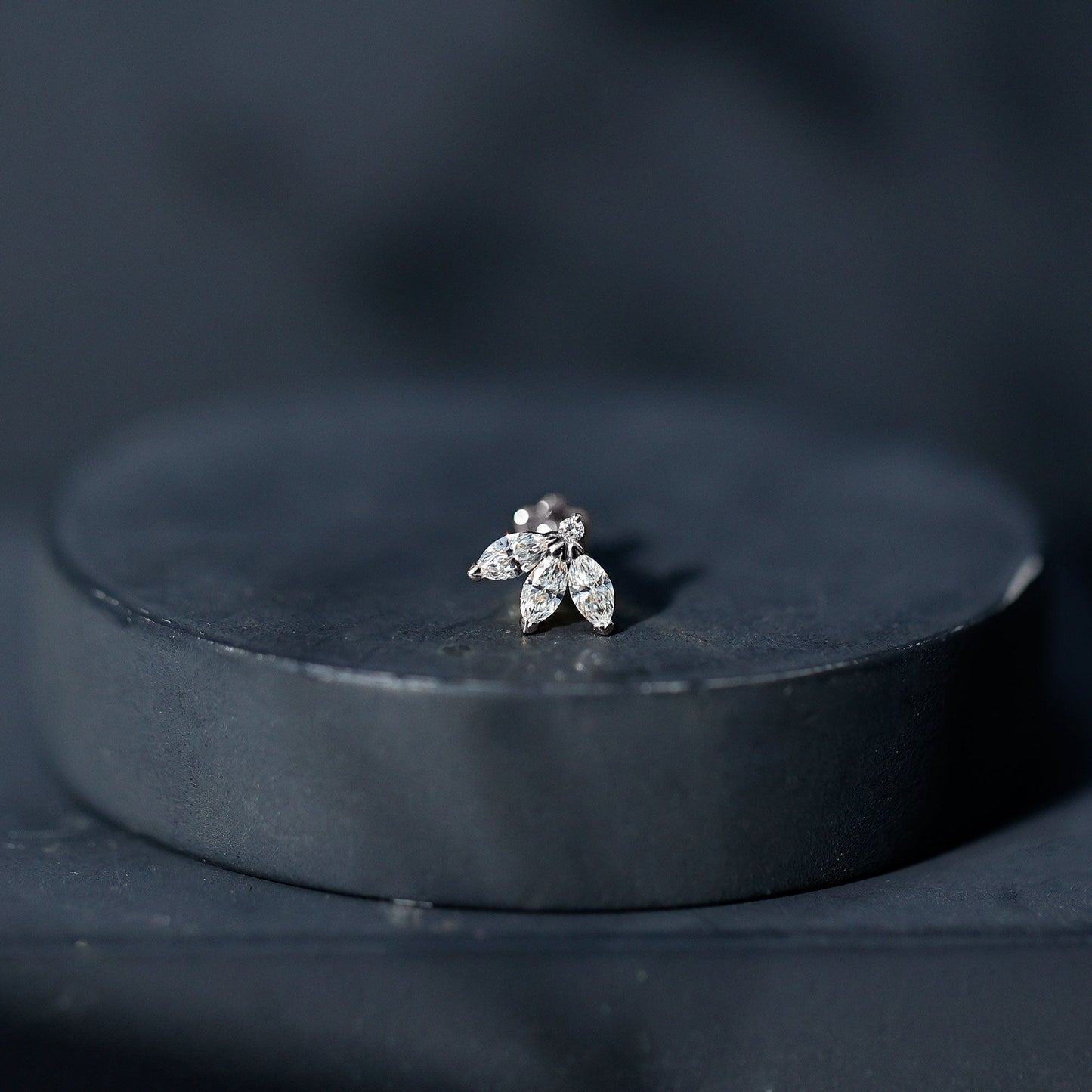 Marquise Moissanite Lotus Flower Helix Earring