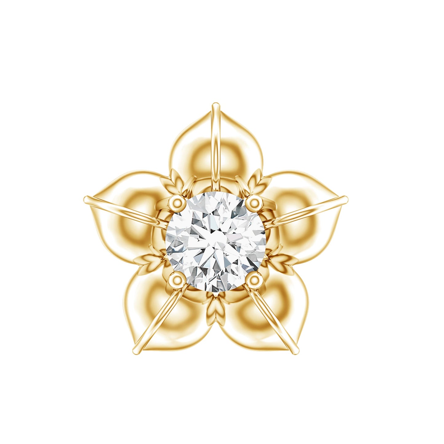Round Moissanite Flower Earring for Helix Piercing