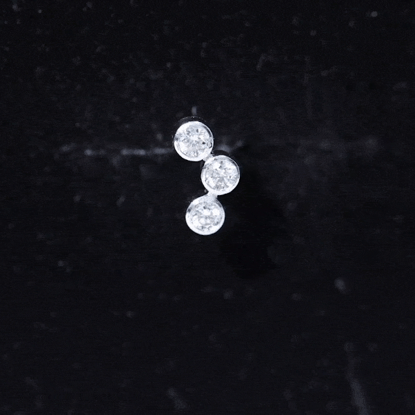 Bezel Set Moissanite Three Stone Crawler Earring