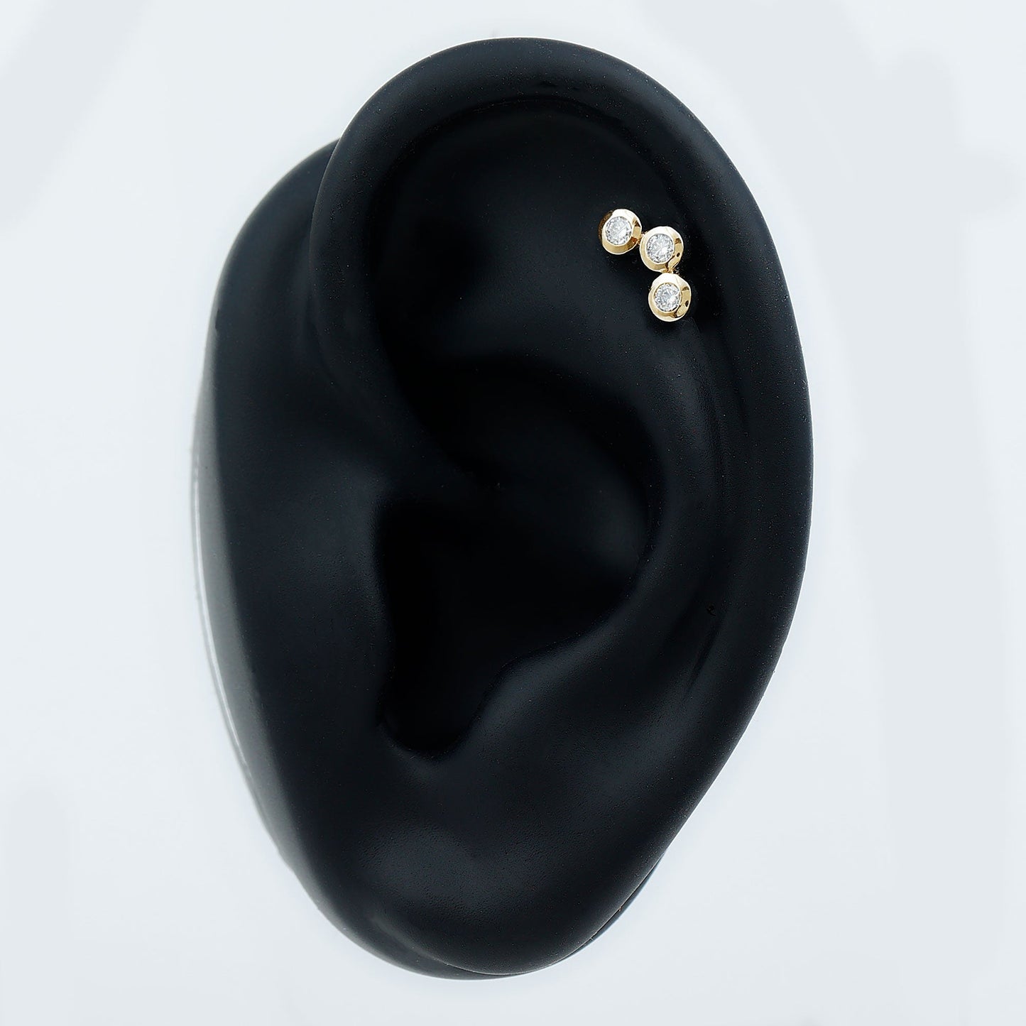 Bezel Set Moissanite Three Stone Crawler Earring