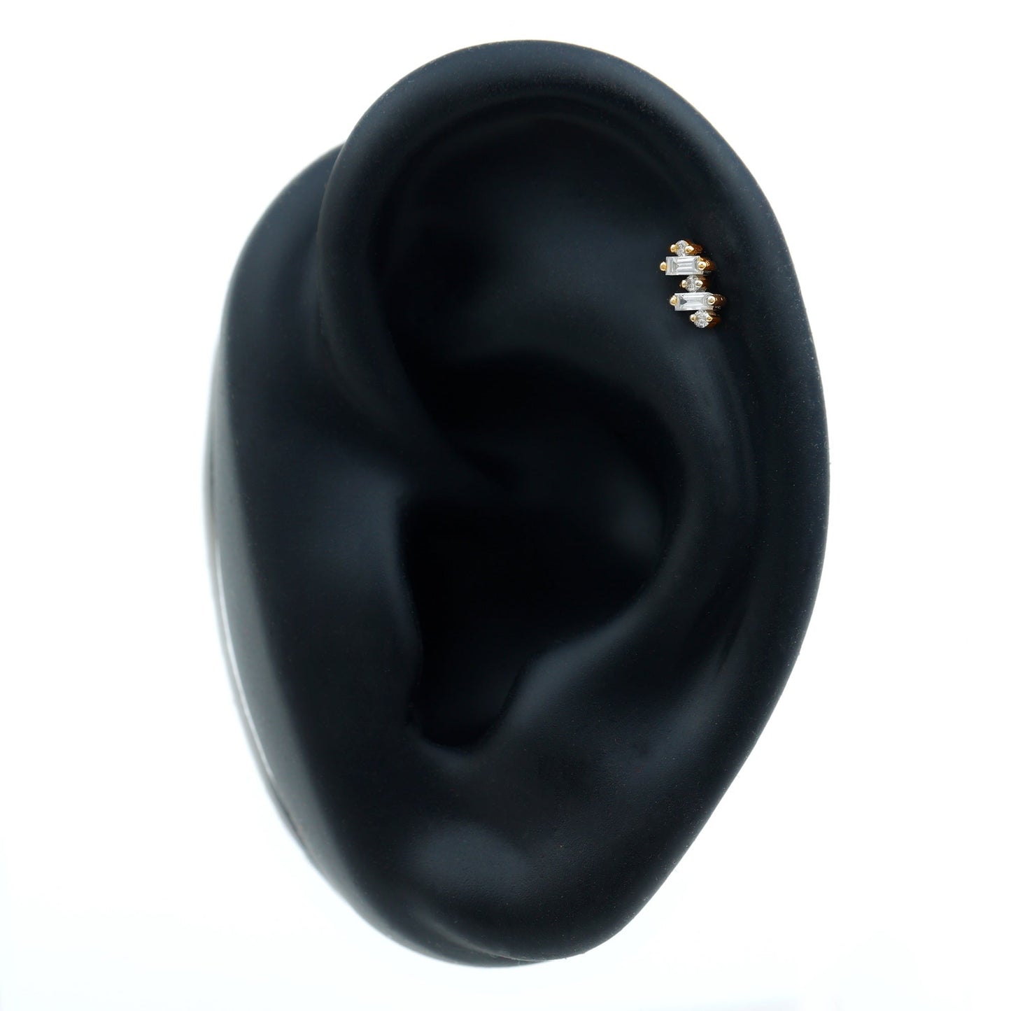 Genuine Baguette Diamond Tragus Earring With Certificate