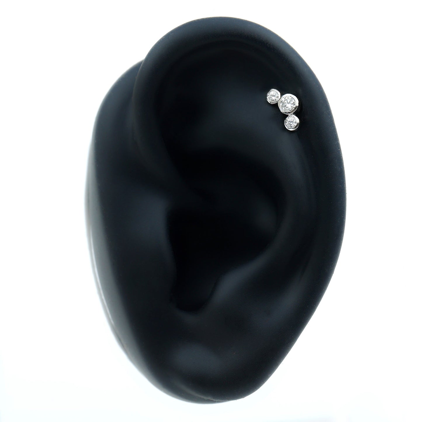 Certified Moissanite Three Stone Crawler Helix Earring
