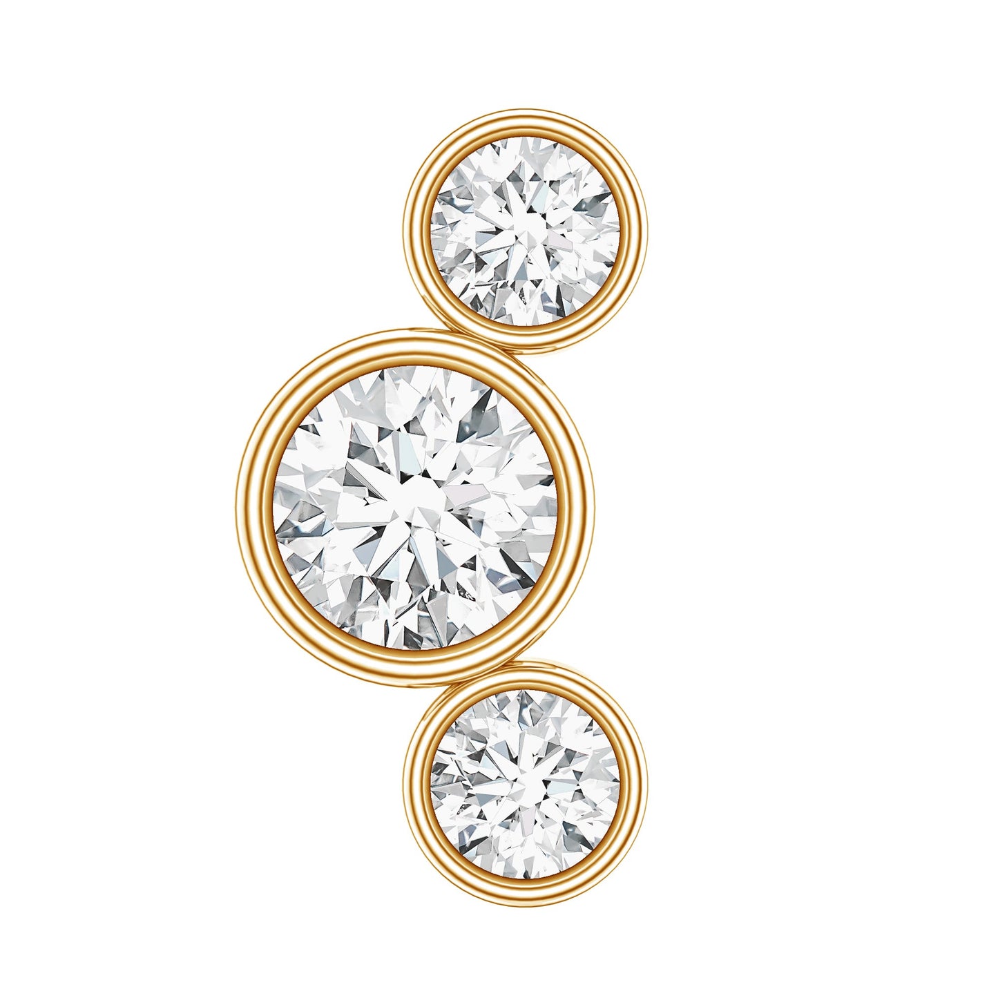 Certified Moissanite Three Stone Crawler Helix Earring