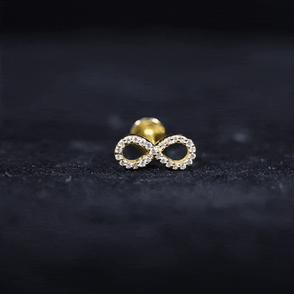 Round Diamond Infinity Earring for Cartilage Piercing