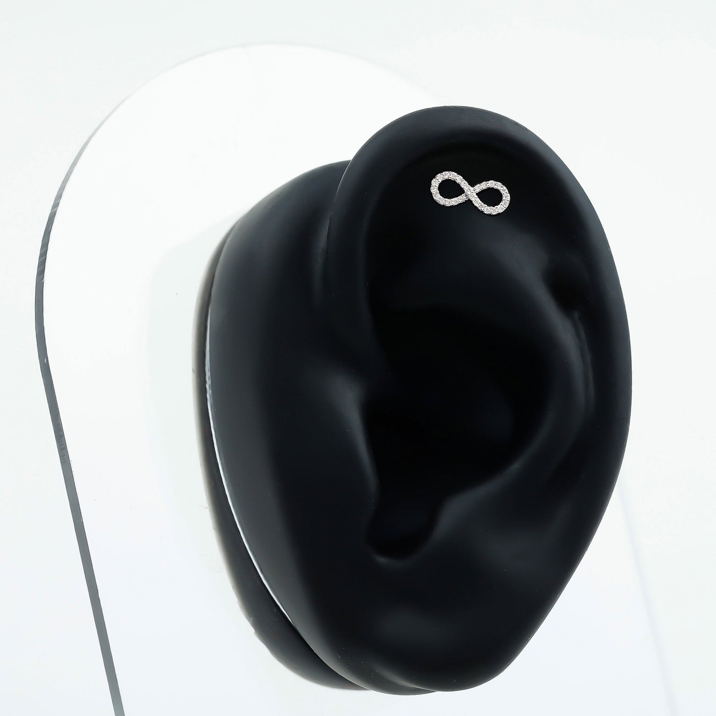 Round Diamond Infinity Earring for Cartilage Piercing