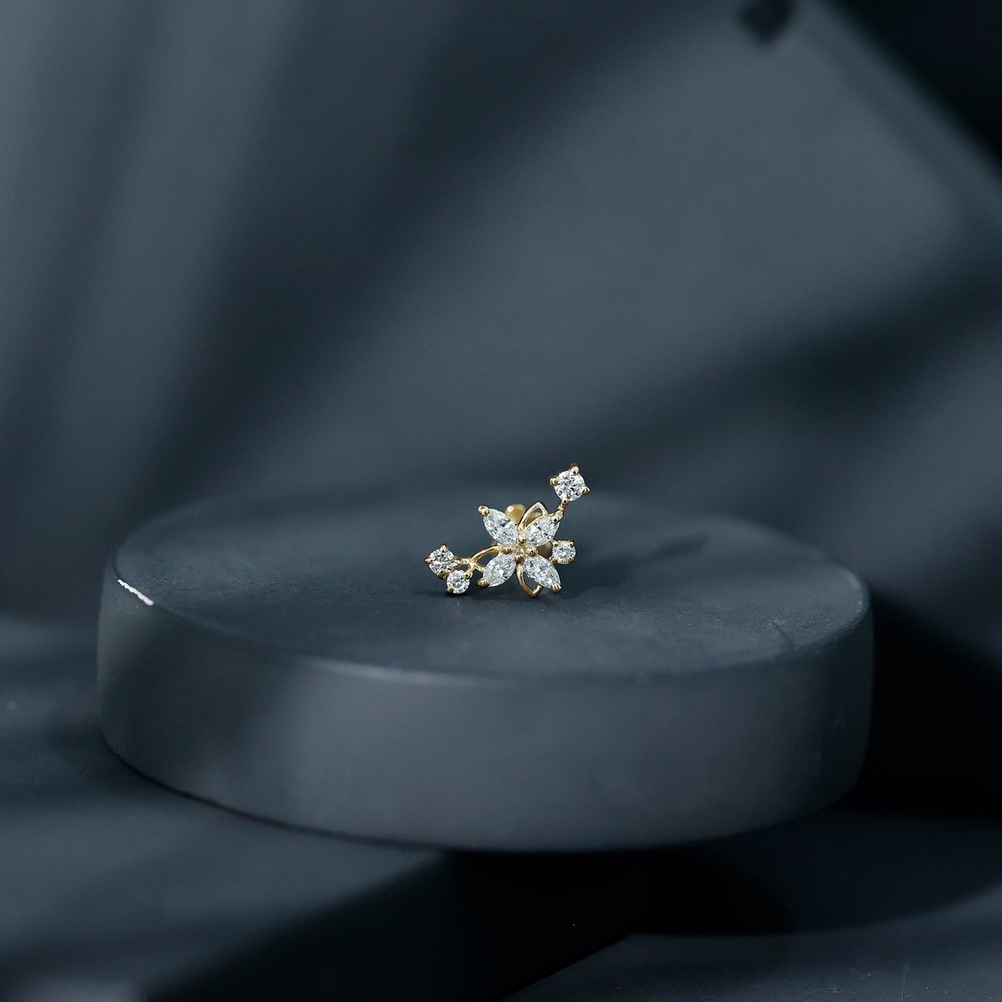 Diamond Flower Crawler Earring